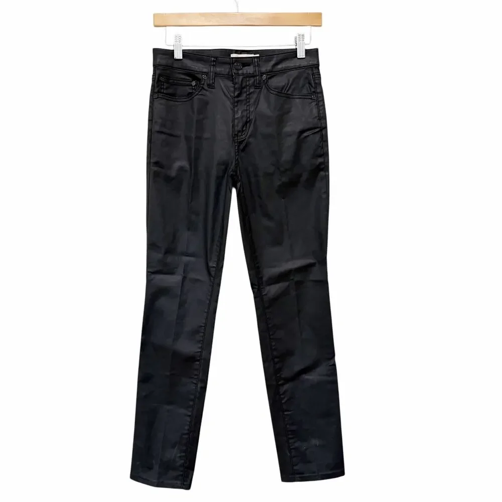 Tory Burch Black Coated Skinny Jeans Pants Sz 26